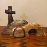 Solid Wood Empty Tomb with Jesus Easter Scene Decoration - Artwork for Home - BGCOPPER