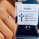 To My Daughter "Pray Through It" Heart and Cross Ring - BGCOPPER
