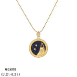 Brass Twelve Constellation Birthday Valentine's Day Wedding Anniversary Necklace - BGCOPPER