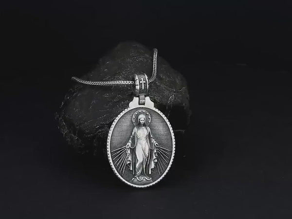 Pure Tin Miraculous Medal Virgin Mary Necklace