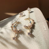 Moon and Stars Night Sky Pearl Earrings - BGCOPPER