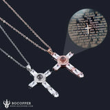 Fashion Cross Father Pray Projection Crystal Necklace - BGCOPPER