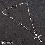 Rhinestone Cross Crystal Pendant Chain Necklace Men Jewelry - BGCOPPER