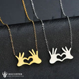 Gold Silver Color Palm Heart Pendant Necklace Couple Jewelry - BGCOPPER