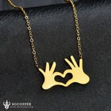 Gold Silver Color Palm Heart Pendant Necklace Couple Jewelry - BGCOPPER