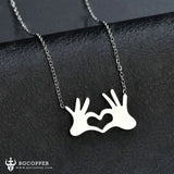 Gold Silver Color Palm Heart Pendant Necklace Couple Jewelry - BGCOPPER