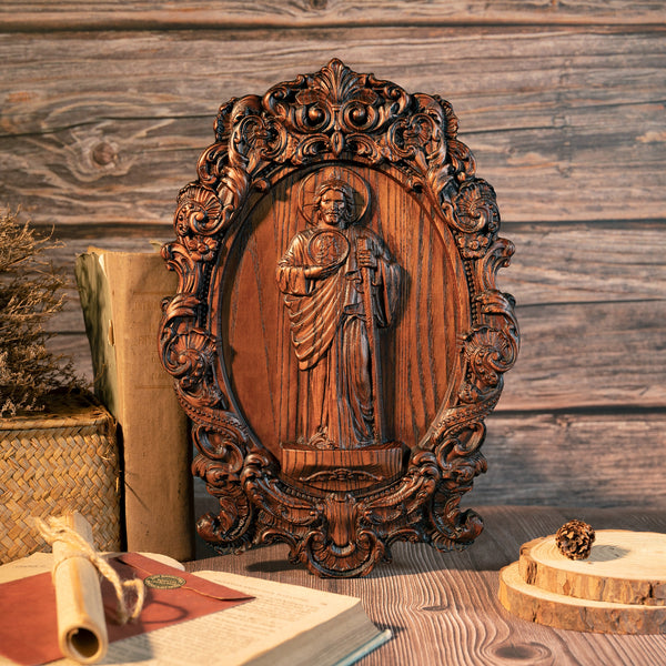 Unveiling the Mysterious Beauty of St. Jude Wood Carved Wall Art