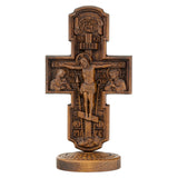 Double-Sided Icon Wood Carving ✝️ | Hand-Carved Crucifix & Saints Beechwood Wall Art