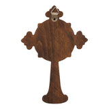 Hand-Carved Beechwood Ornate Cross – Gold Accented Christian Wall Cross