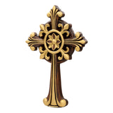 Hand-Carved Beechwood Ornate Cross – Gold Accented Christian Wall Cross