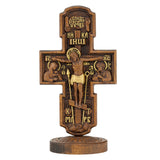 Double-Sided Icon Wood Carving ✝️ | Hand-Carved Crucifix & Saints Beechwood Wall Art