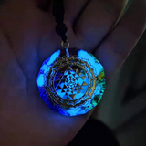 Orgonite Pendant Om Symbol Luminous Necklace Chakra Healing Energy Necklace Meditation Jewelry 1.38 inch