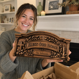 Personalized “Bless Our Home” Hand-Carved Beechwood Wall Plaque - side view