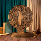 Saint Benedict Double Side Tabletop Plaque