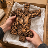 Hand-Carved Beech Wood Crucifix – Jesus Christ Wall Cross