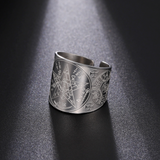 Pentagram Amulet Pentacle Ring The Ancient Power Name of God Stainless Steel Enochian Magic Angel Triple Moon Jewelry