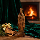 Boxwood Madonna and Child Wood Carving Desktop Ornament