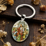Jesus and the Children Oval Keychain: A Symbol of Love and Innocence for daily carry and meaningful Christian gifting