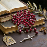 6MM Vatican Leo XIV Red Wood Bead Rosary