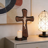 Beechwood Cross Candle Holder: Bearing Faith in Wood, Kindling Devotion with Light