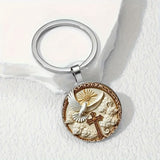 "Divine Blessing" Silver Dove & Cross Keychain – A Symbol of Faith, Peace, and God's Grace