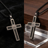 Modern Cable Wire Inlay Cross Pendant Necklace