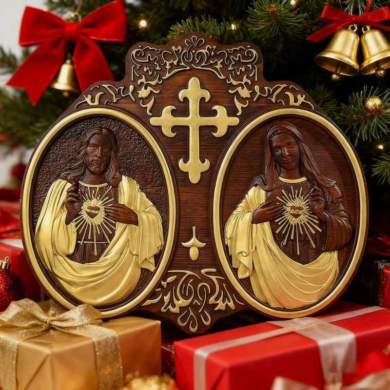 Sacred Heart of Jesus and Heart of Mary Plaque - 2023 New Religious Christmas Gift