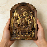 Orthodoxe Ikone Heilige Dreifaltigkeit Holzschnitzgeschenk