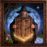 Natural Ash Wood Magician Carved Art: Whimsy Woven in Warm Wood