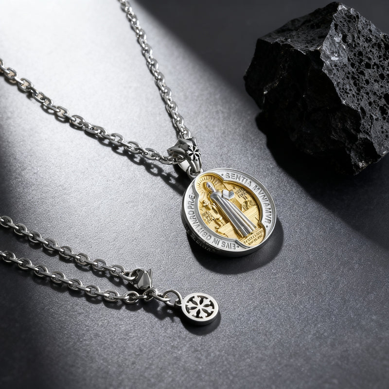 St. Benedict Home Blessing Titanium Steel Pendant