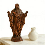 Hand Carved Sacred Heart of Jesus Virgin Mary Wooden Tabletop Ornament
