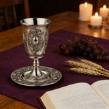 Jerusalem Holy Grail (Cup & Saucer Set) - Authentic Kiddush Cup for Shabbat, Passover & Special Occasions for Christian prayer and...