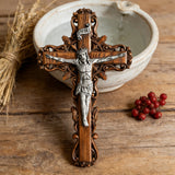 Silver painted version Ash wood Crucifix ，Jesus Christ, wooden Cross gift of love