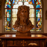 Boxwood Jesus Crown with Thorns Half-Length Desktop Ornament