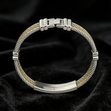 Titanium Steel Braided Two-Tone Cross Bangle