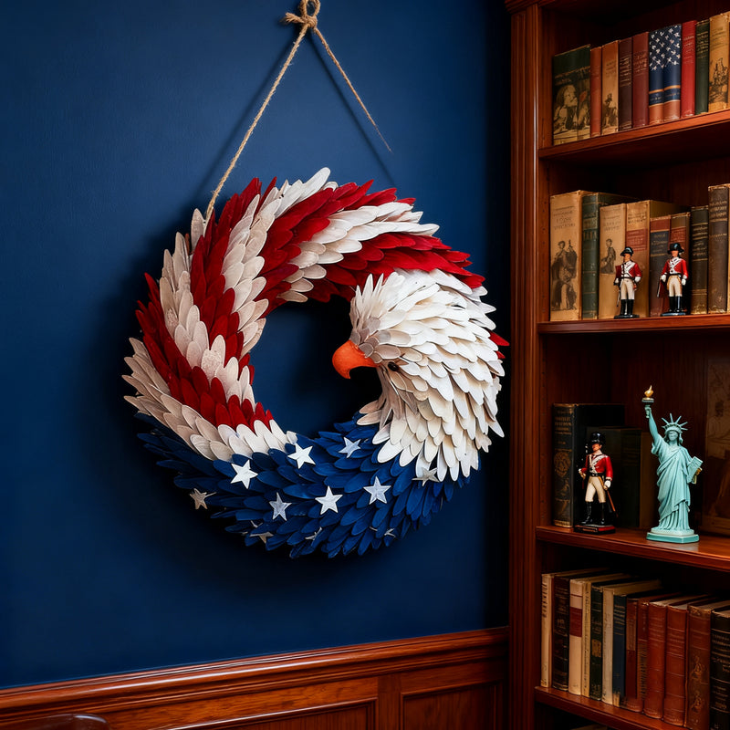 🌟 Patriotic Eagle Wooden Wreath | 4th of July Decor for Christian Homes