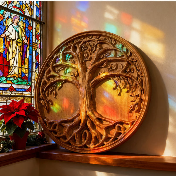 Tree of Life Wood Wall Art Decor Best Christmas Gift - With Free Stand