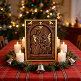 Beechwood Holy Family Wall Hanging: Carving Devotion in Wood, Bringing Sacred Warmth