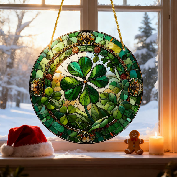 Shamrock Stained-Glass Acrylic Suncatcher: A Symbol of God’s Provision