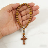 Wooden Bead Prayer Bracelet with Orthodox Cross | Baptism Gift