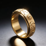 Sun, Moon & Stars Rotating Fidget Ring | Celestial Anxiety Relief Jewelry