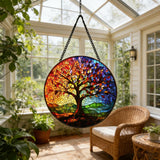 Rainbow Tree of Life Stained Glass Suncatcher: Where Color Meets the Eternal