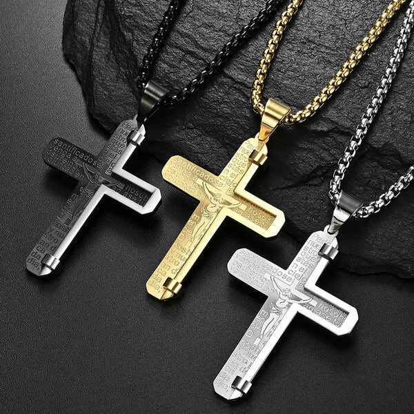 Stainless Steel Cross Necklace - With free Chain