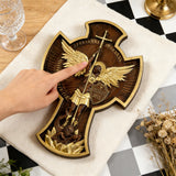 Archangel Michael Solid wood carving gift - Hand carved from a whole piece of wood