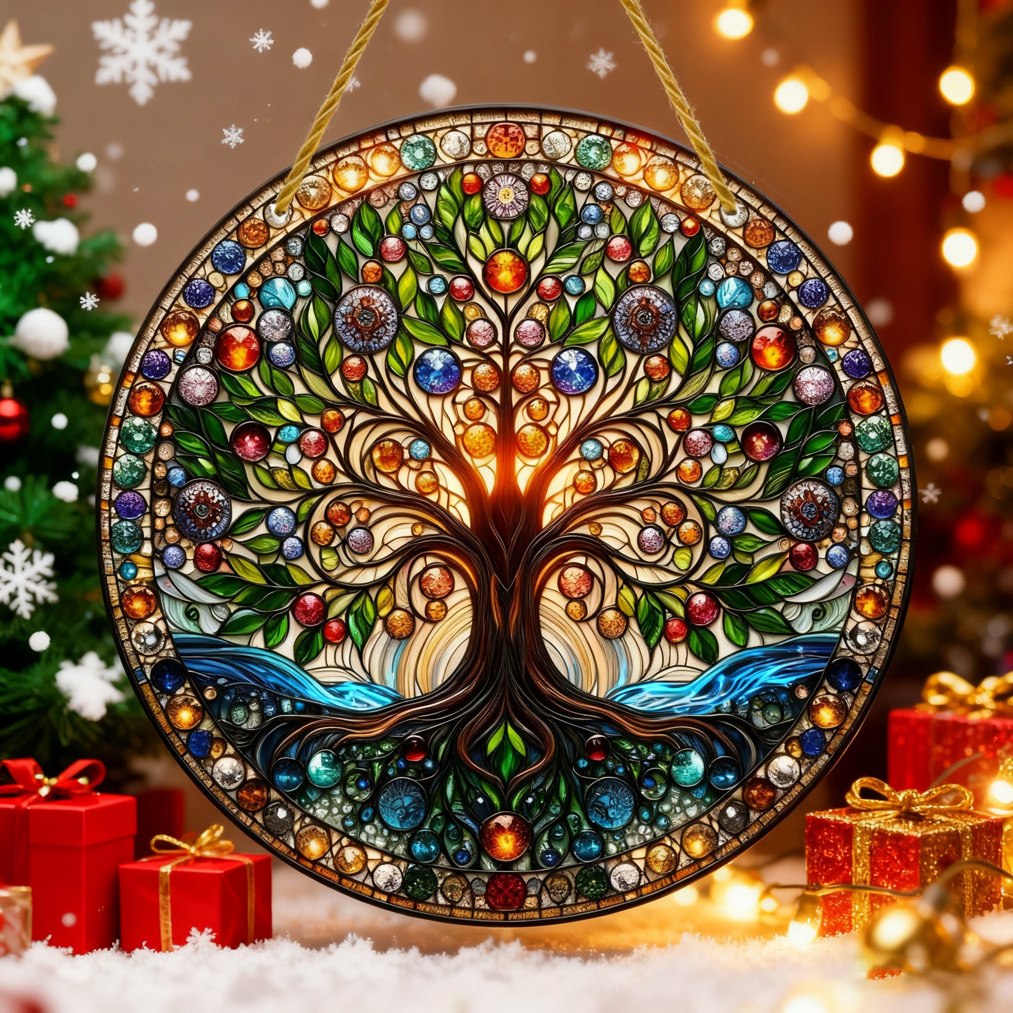Tree of Life Stained Glass Acrylic Hanging Decor: Divine Beauty for ...