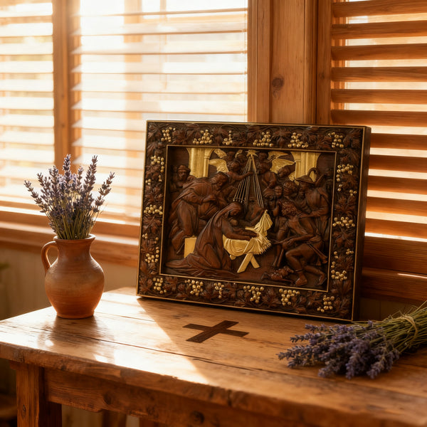 Nativity Scene Wooden Plaque – A Handcrafted Reminder of Christ's Birth 🕊️