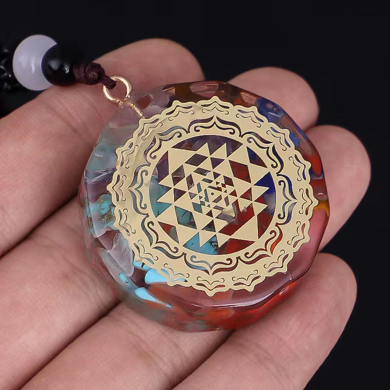 Orgonite Pendant Om Symbol Luminous Necklace Chakra Healing Energy Necklace Meditation Jewelry 1.38 inch