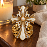 Christian Cross Ring Collection – A Beautiful Symbol of Faith, Hope & God's Love | Gold Crystal & Pearl Cross Keepsake Gift