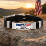 USA 250 Years of Independence Patriotic Flag Silicone Bracelet