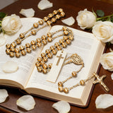 6mm Iron Bead Handcrafted Cross Rosary Necklace